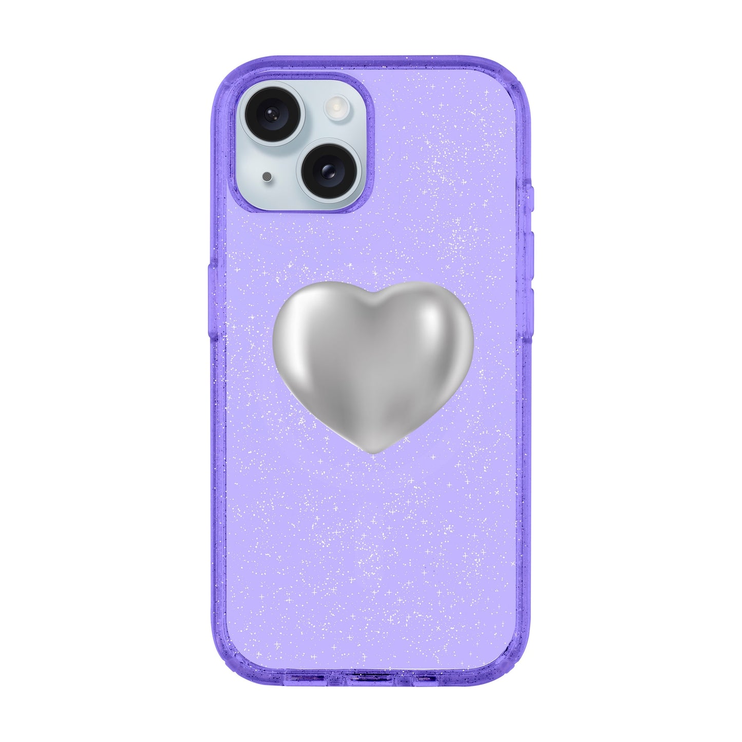 SILVER HEART-iPhone 14 Plus Shiny Kılıf MagSafe Özellikli