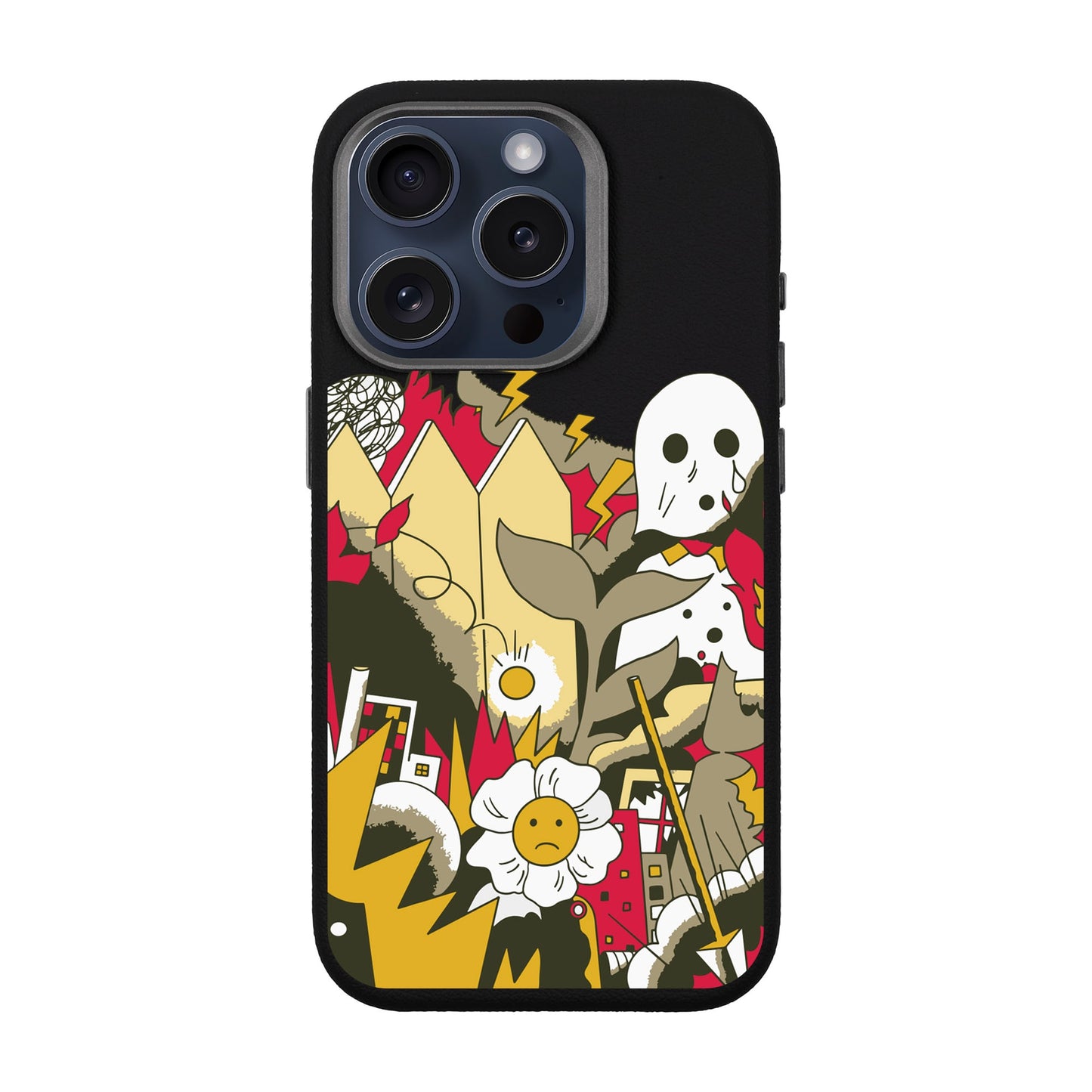 EVERYTHING IS BURNING-iPhone 15 Pro Leather Premium Kılıf MagSafe Özellikli