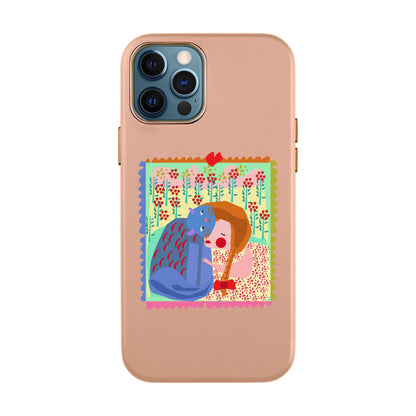 KEDİ POSTA PULU-iPhone 7 Plus / 8 Plus Leather Kılıf