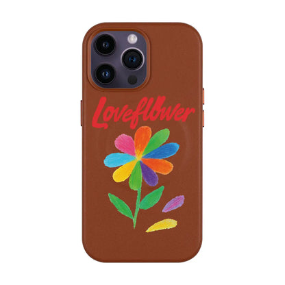 LOVE FLOWER-iPhone 14 Pro Max Leather Kılıf MagSafe Özellikli