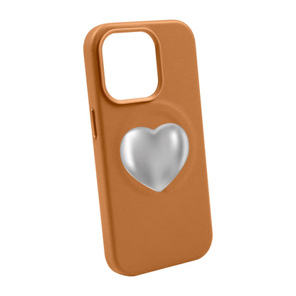 SILVER HEART-iPhone 14 Pro Max Leather Kılıf MagSafe Özellikli