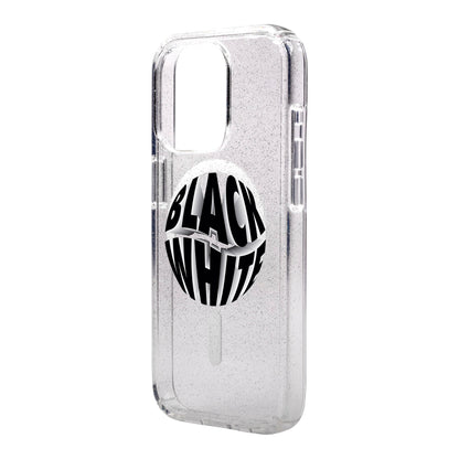 BLACK WHITE-iPhone 15 Pro Shiny Kılıf MagSafe Özellikli