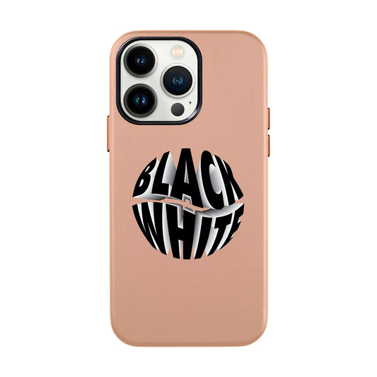 BLACK WHITE-iPhone 13 Pro Leather Kılıf