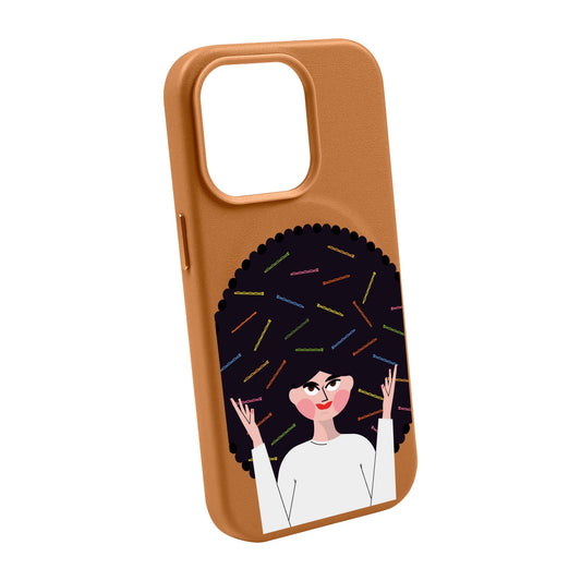 TANGLES OF HAPPINESS-Leather Kılıf MagSafe Özellikli - iPhone 13