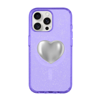 SILVER HEART-iPhone 15 Pro Max Shiny Kılıf MagSafe Özellikli