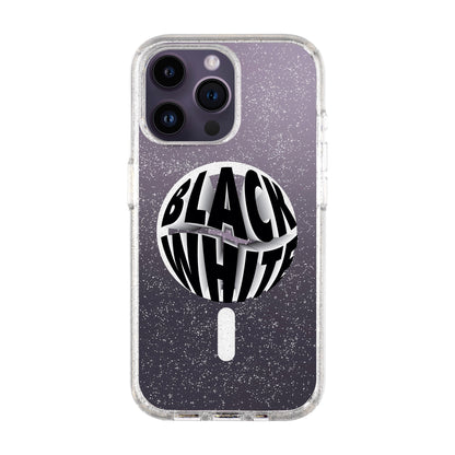 BLACK WHITE-iPhone 14 Pro Max Shiny Kılıf MagSafe Özellikli