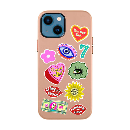HM STICKERS-iPhone 14 Leather Kılıf