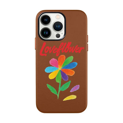 LOVE FLOWER-iPhone 14 Leather Kılıf