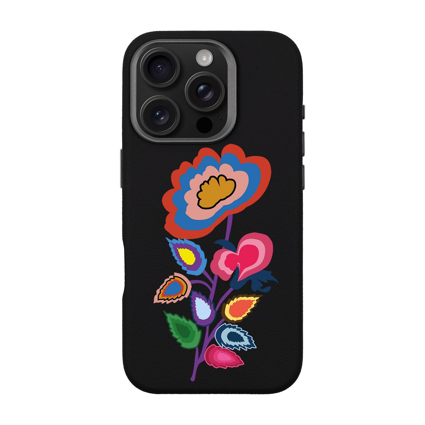 KNITTED FLOWER-iPhone 16 Pro Leather Premium Kılıf MagSafe Özellikli