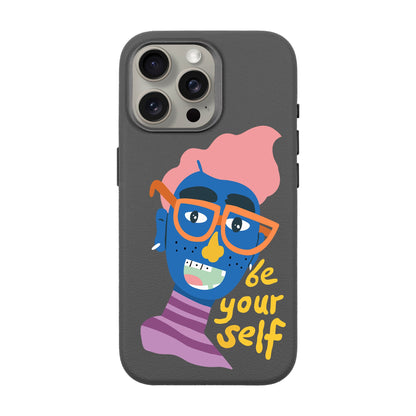 BE YOURSELF-iPhone 15 Pro Max Leather Premium Kılıf MagSafe Özellikli