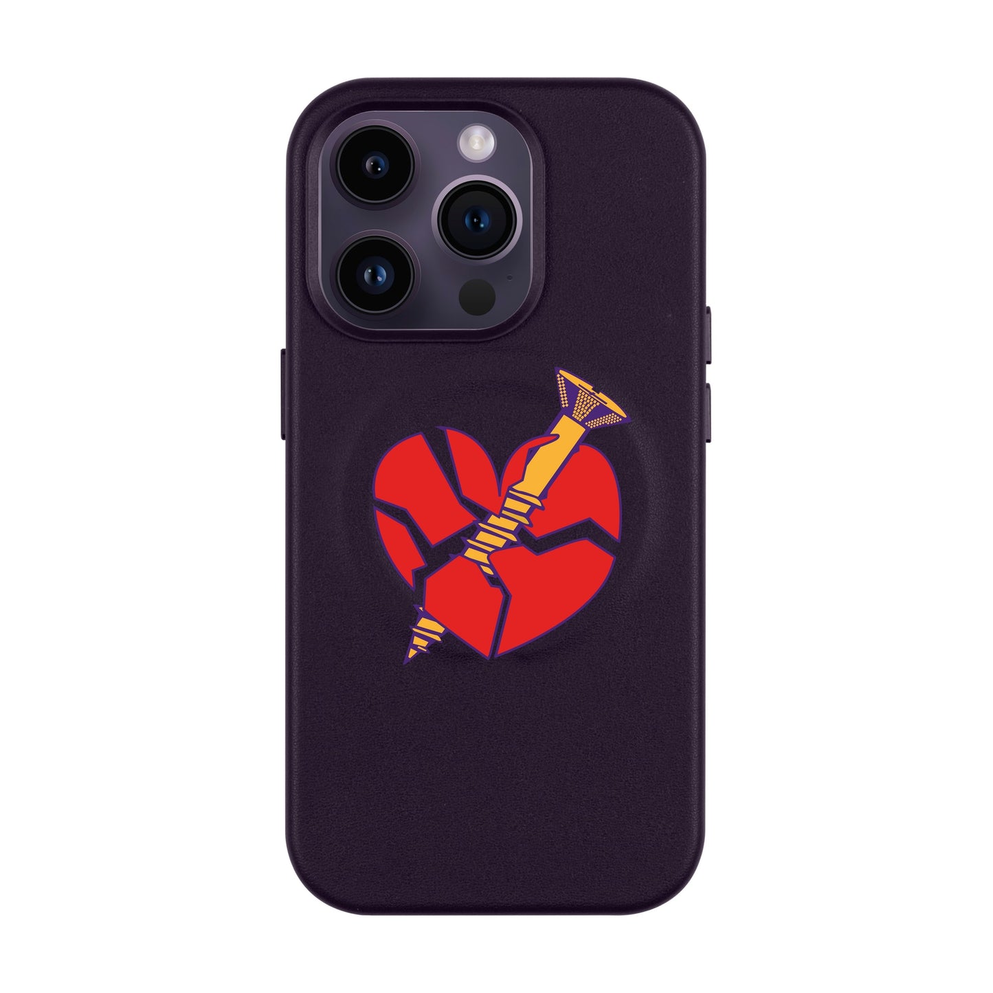 BROKEN HEART-Leather Kılıf MagSafe Özellikli - iPhone 14 Pro