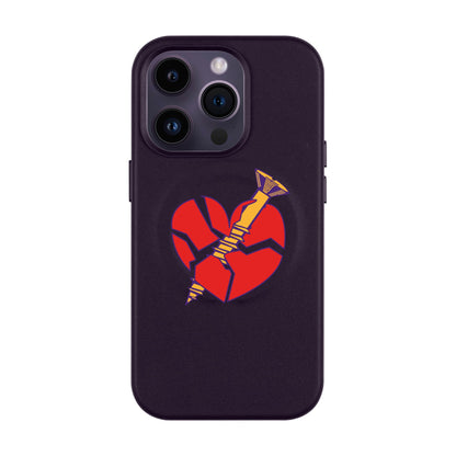 BROKEN HEART-Leather Kılıf MagSafe Özellikli - iPhone 14 Pro