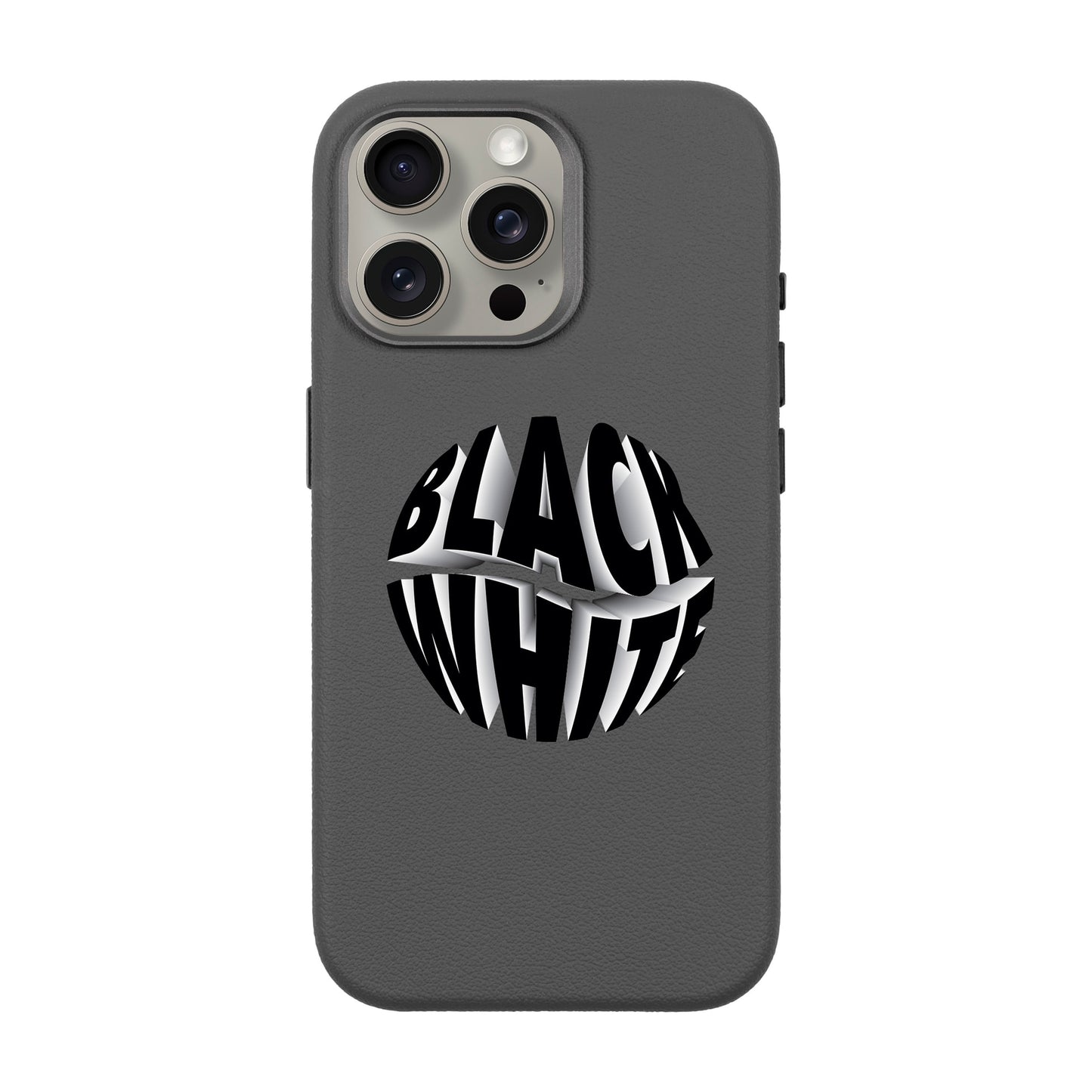 BLACK WHITE-iPhone 15 Pro Max Leather Premium Kılıf MagSafe Özellikli