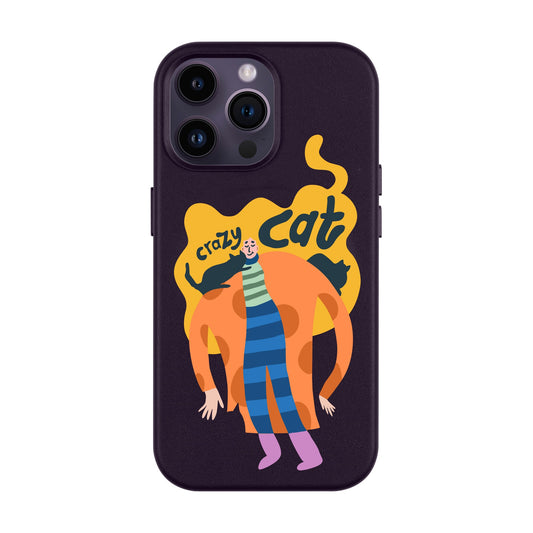 CRAZY CAT-iPhone 14 Pro Max Leather Kılıf MagSafe Özellikli