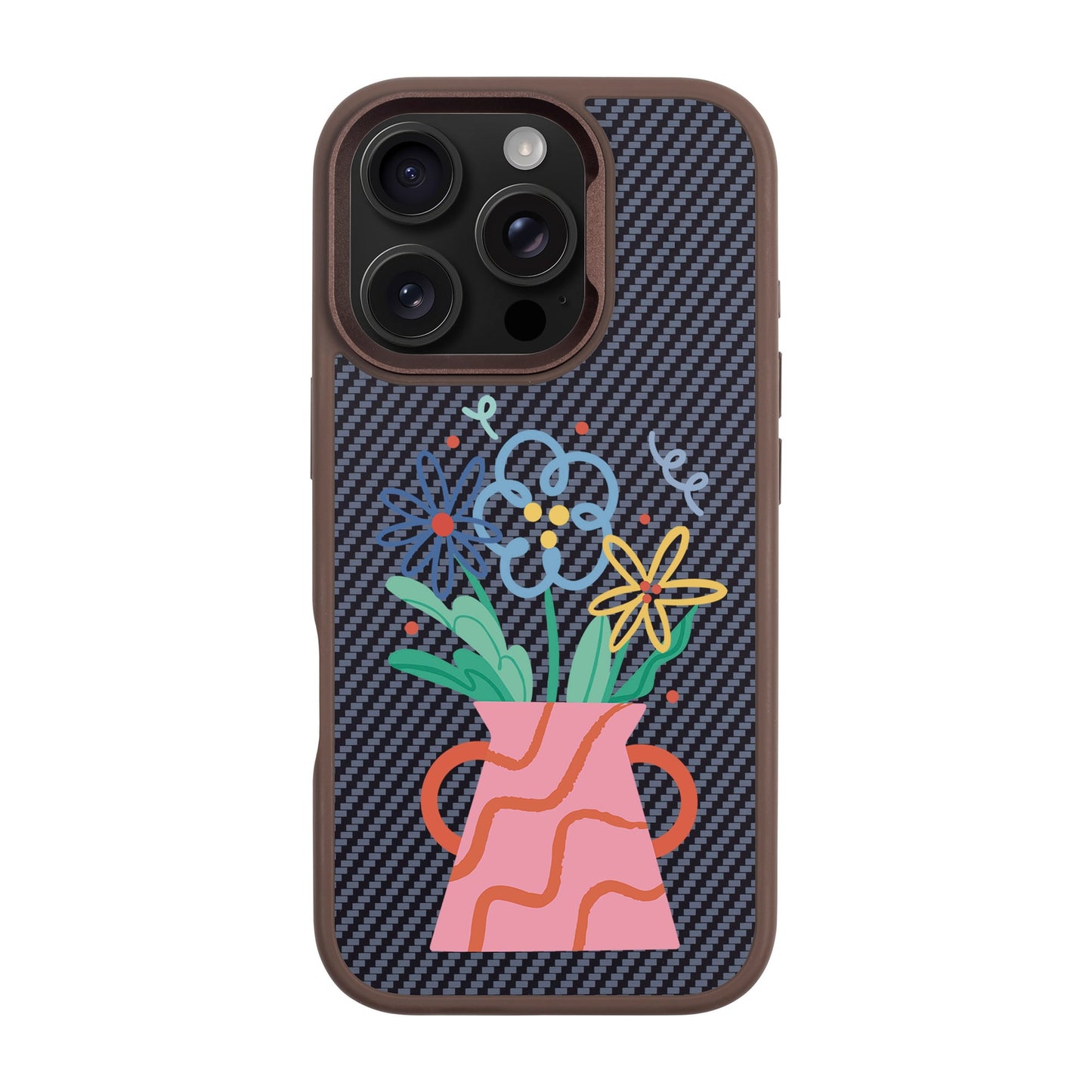 PINK VASE-iPhone 16 Pro Plaid Kılıf MagSafe Özellikli