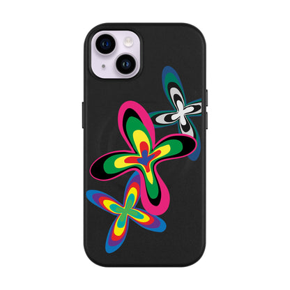 COLOR FLOWER-iPhone 14 Plus Leather Kılıf MagSafe Özellikli