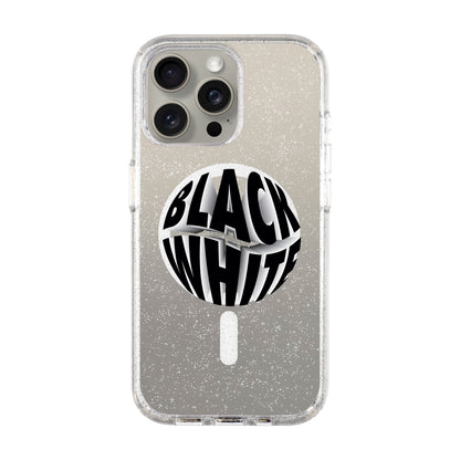 BLACK WHITE-iPhone 15 Pro Max Shiny Kılıf MagSafe Özellikli