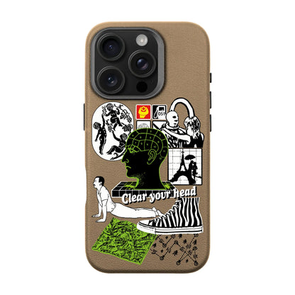 CLEAR YOUR HEAD-iPhone 16 Pro Leather Premium Kılıf MagSafe Özellikli