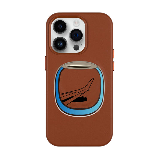 AIRCRAFT WINDOW-iPhone 14 Pro Leather Kılıf MagSafe Özellikli