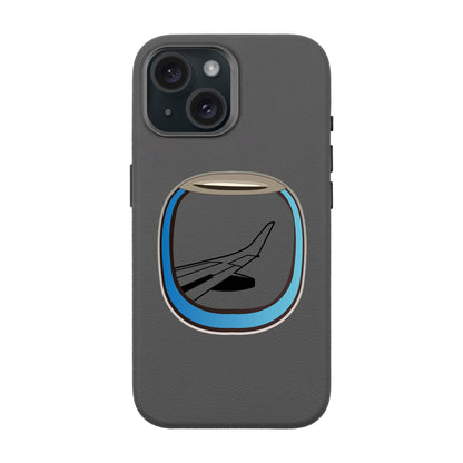 AIRCRAFT WINDOW-iPhone 15 Leather Premium Kılıf MagSafe Özellikli