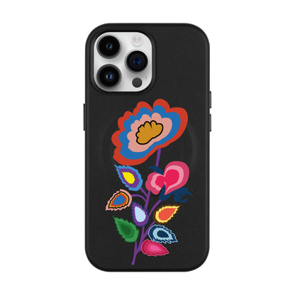 KNITTED FLOWER-iPhone 14 Pro Max Leather Kılıf MagSafe Özellikli