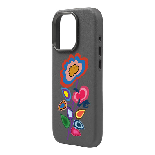 KNITTED FLOWER-iPhone 16 Plus Leather Premium Kılıf MagSafe Özellikli