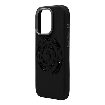 SWIRLING FROGS-iPhone 16 Pro Max Leather Premium Kılıf MagSafe Özellikli