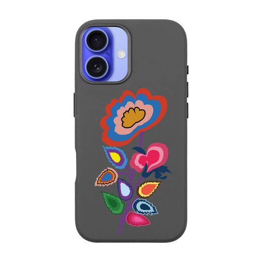 KNITTED FLOWER-iPhone 16 Plus Leather Premium Kılıf MagSafe Özellikli