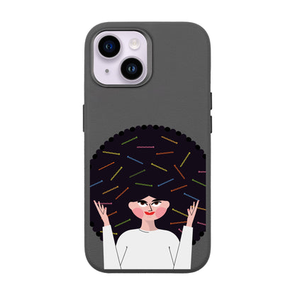 TANGLES OF HAPPINESS-iPhone 14 Leather Premium Kılıf MagSafe Özellikli