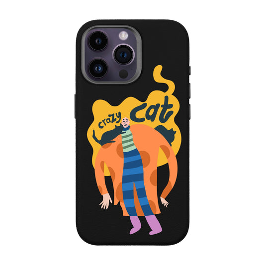 CRAZY CAT-iPhone 14 Pro Max Leather Premium Kılıf MagSafe Özellikli