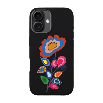 KNITTED FLOWER-iPhone 16 Plus Leather Premium Kılıf MagSafe Özellikli