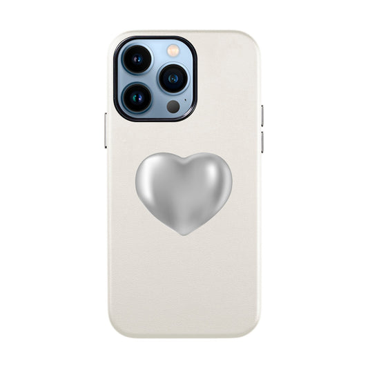 SILVER HEART-iPhone 13 Pro Max Leather Kılıf