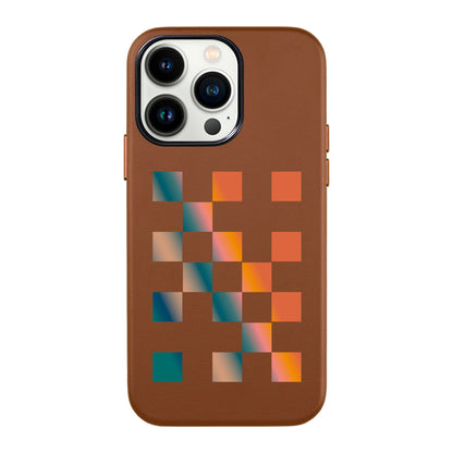 GRADIENT CHECKMATE-iPhone 13 Pro Max Leather Kılıf