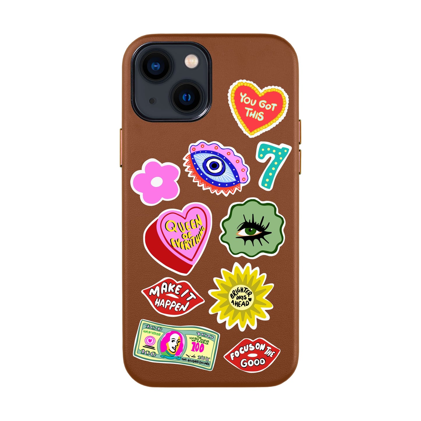 HM STICKERS-iPhone 14 Leather Kılıf