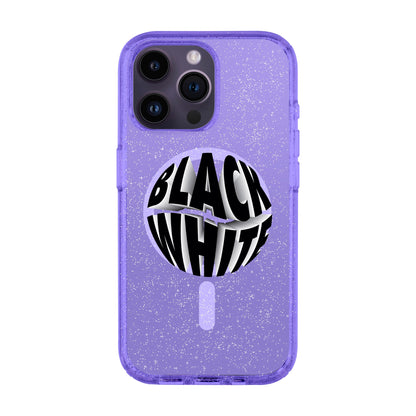 BLACK WHITE-iPhone 14 Pro Max Shiny Kılıf MagSafe Özellikli