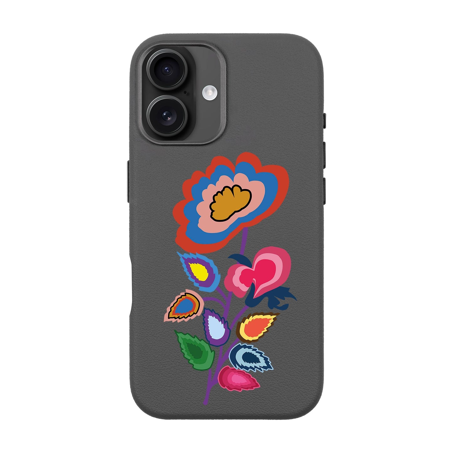 KNITTED FLOWER-iPhone 16 Plus Leather Premium Kılıf MagSafe Özellikli