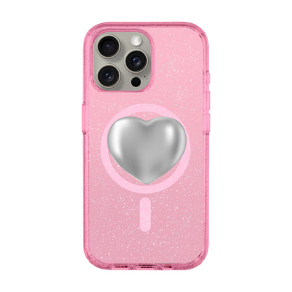 SILVER HEART-iPhone 15 Pro Max Shiny Kılıf MagSafe Özellikli