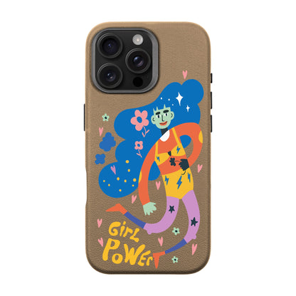 GIRL POWER-iPhone 16 Pro Max Leather Premium Kılıf MagSafe Özellikli