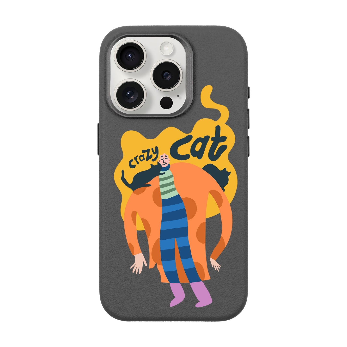 CRAZY CAT-iPhone 15 Pro Leather Premium Kılıf MagSafe Özellikli