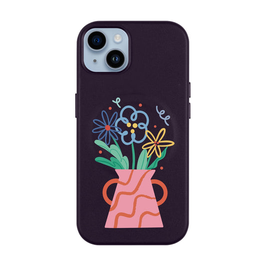 PINK VASE-iPhone 14 Plus Leather Kılıf MagSafe Özellikli