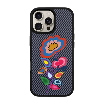 KNITTED FLOWER-iPhone 16 Pro Max Plaid Kılıf MagSafe Özellikli