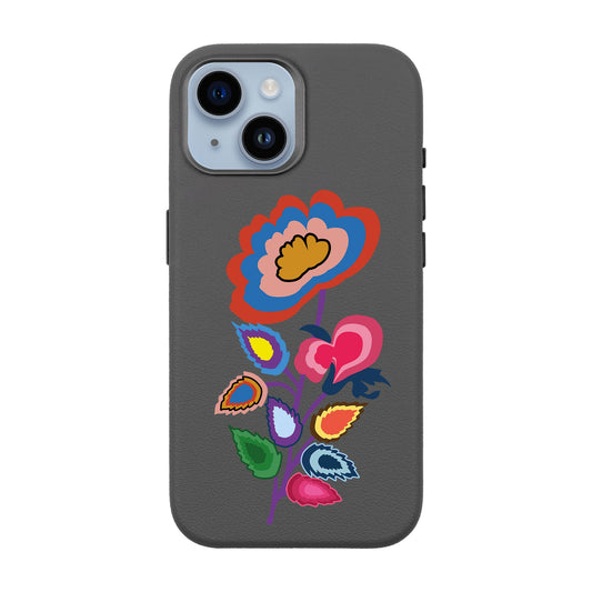 KNITTED FLOWER-iPhone 14 Leather Premium Kılıf MagSafe Özellikli
