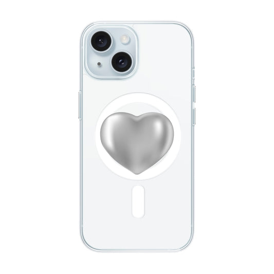 SILVER HEART-iPhone 15 Solid Kılıf MagSafe Özellikli
