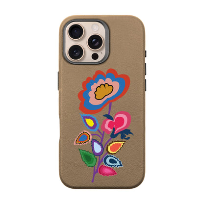 KNITTED FLOWER-iPhone 16 Pro Max Leather Premium Kılıf MagSafe Özellikli