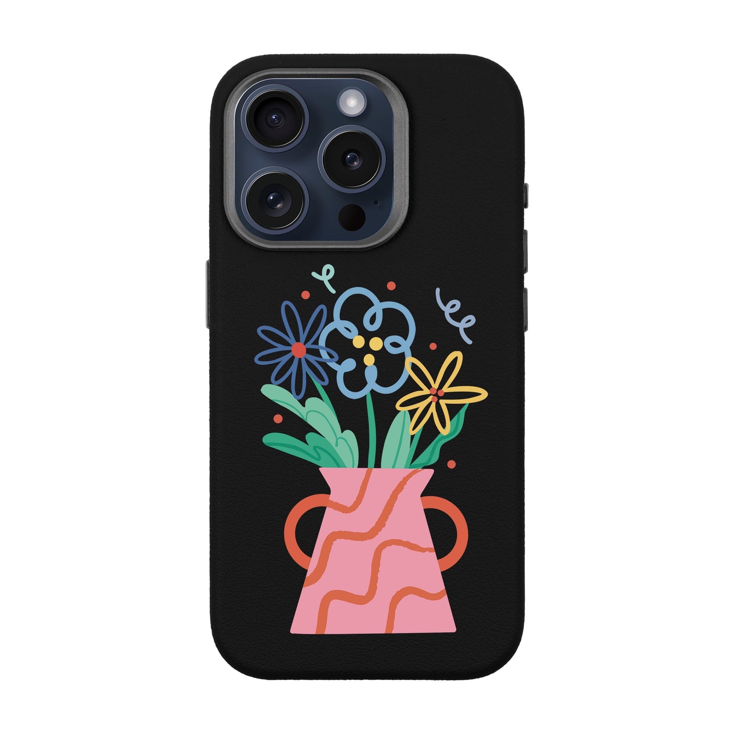PINK VASE-iPhone 15 Pro Leather Premium Kılıf MagSafe Özellikli