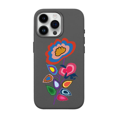 KNITTED FLOWER-iPhone 14 Pro Max Leather Premium Kılıf MagSafe Özellikli