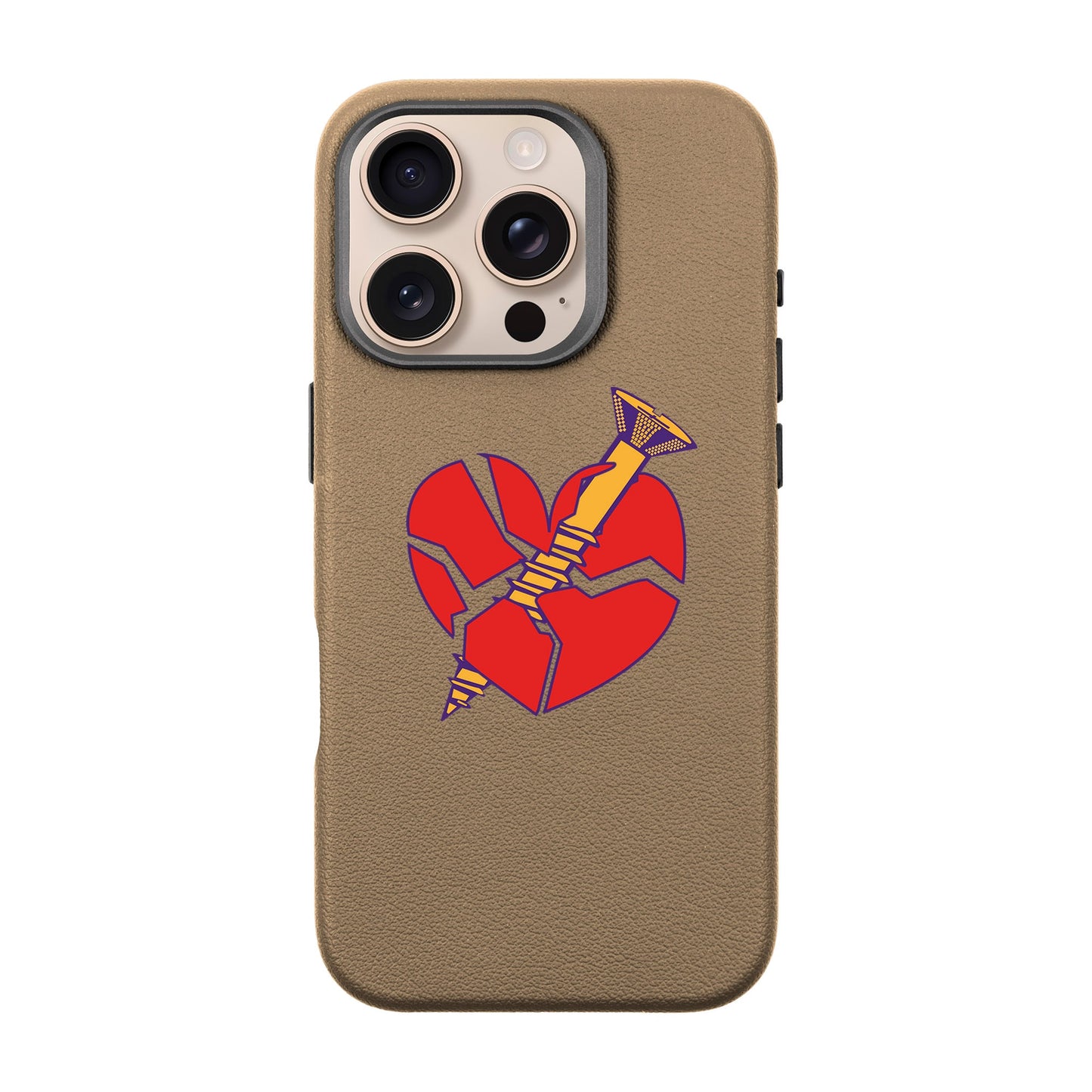 BROKEN HEART-iPhone 16 Pro Leather Premium Kılıf MagSafe Özellikli