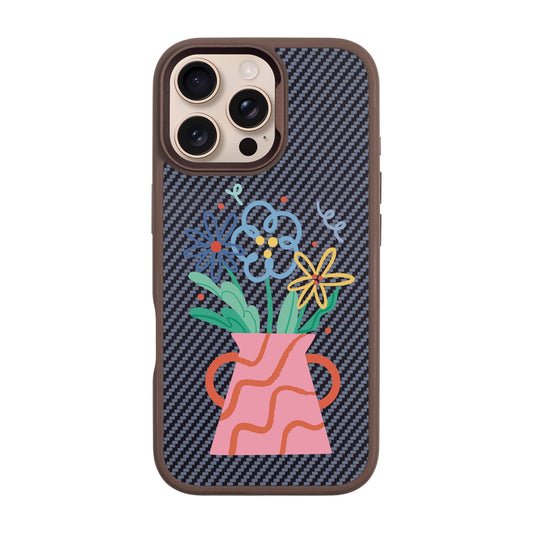 PINK VASE-iPhone 16 Pro Max Plaid Kılıf MagSafe Özellikli
