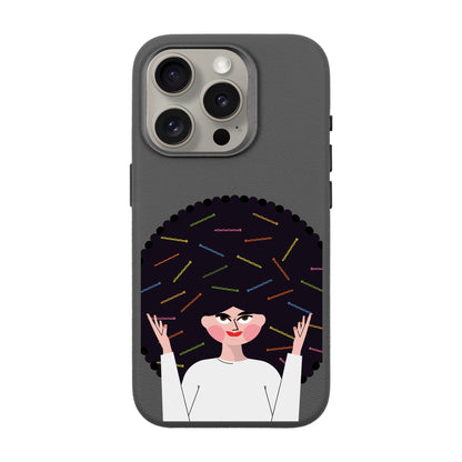TANGLES OF HAPPINESS-iPhone 15 Pro Leather Premium Kılıf MagSafe Özellikli