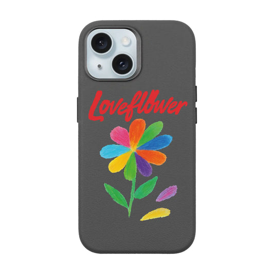 LOVE FLOWER-iPhone 15 Leather Premium Kılıf MagSafe Özellikli